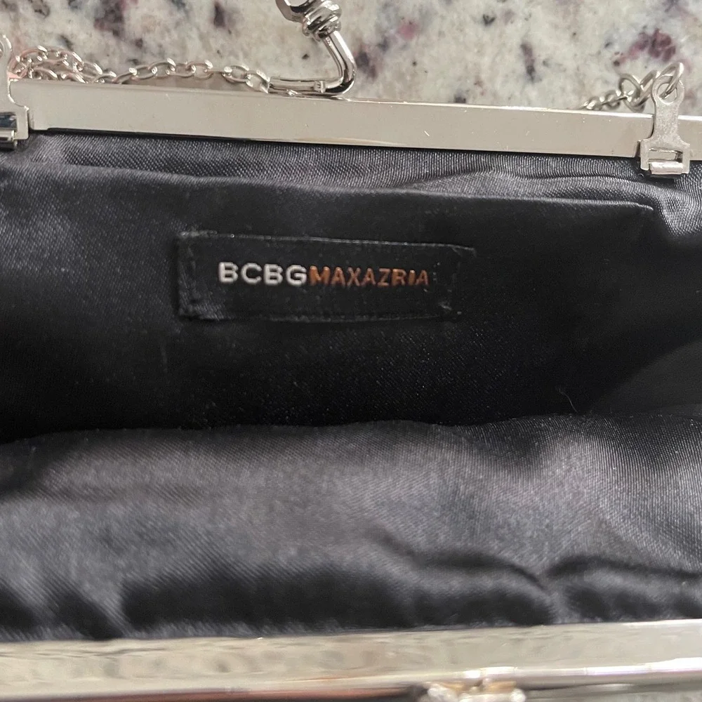 BCBGMAXAZRIA Vintage Black Beaded Evening Clutch‎ Chain Bag